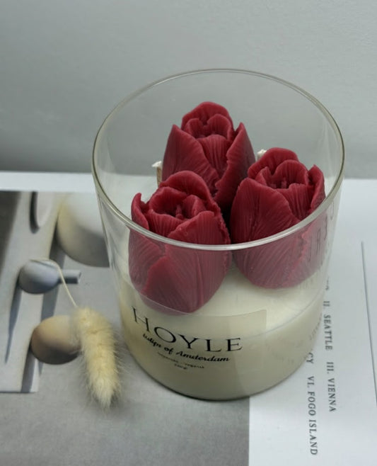 Hoyle-candle-soyalys-duftlys-pyntlys-pyntelys-soyavokslys-stearinlys-levende lys-tulips-blomster-tulipaner-vegansk
