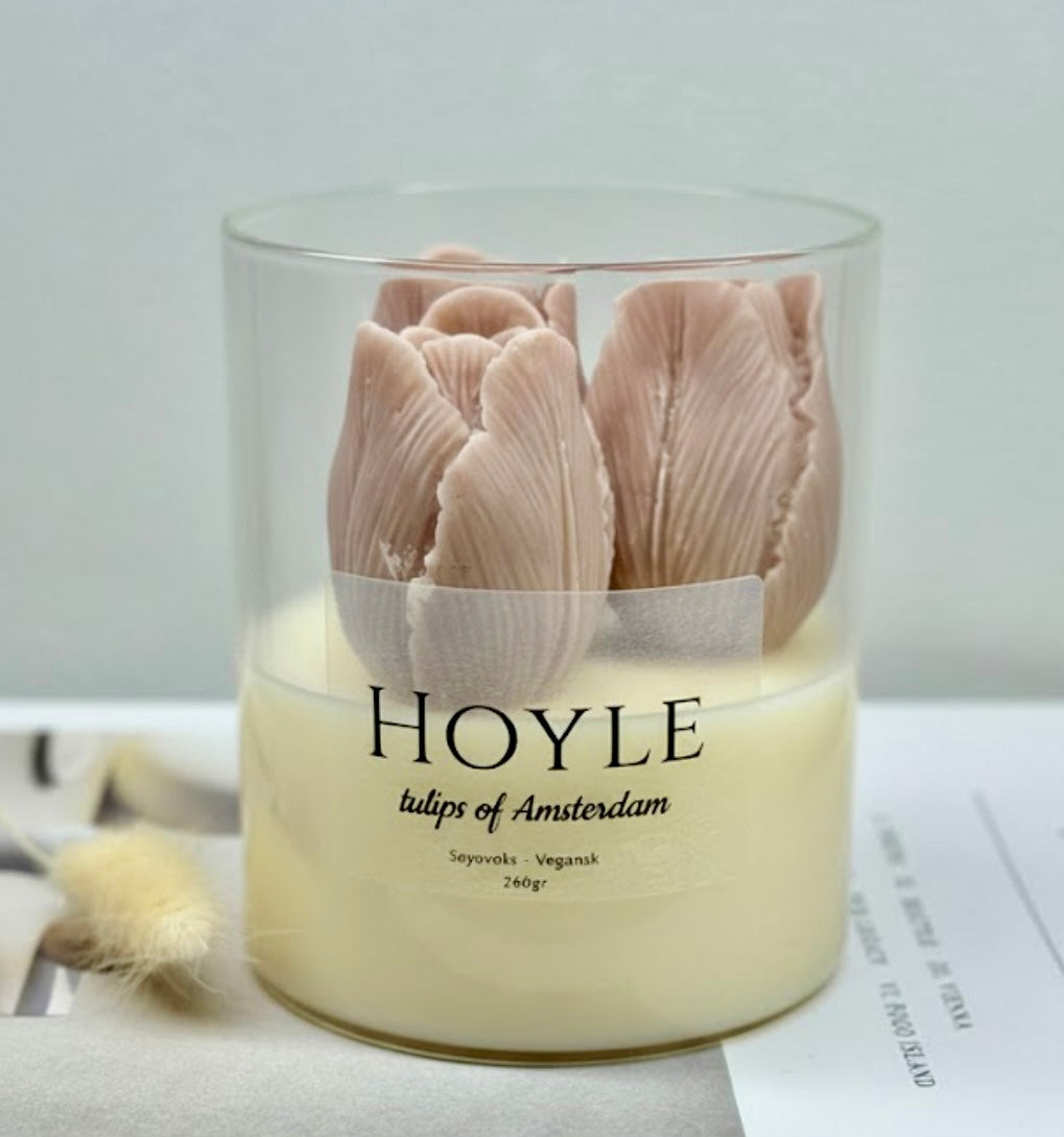 Hoyle-candle-soyalys-duftlys-pyntlys-pyntelys-soyavokslys-stearinlys-levende lys-tulips-blomster-tulipaner-vegansk 