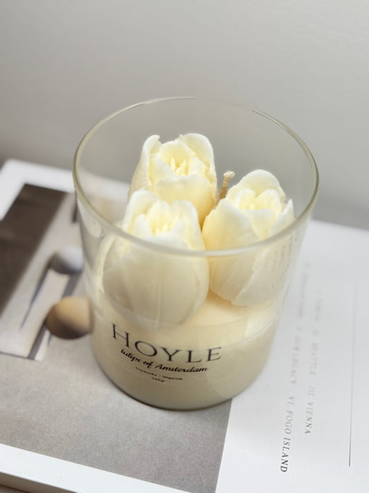 Hoyle-candle-soyalys-duftlys-pyntlys-pyntelys-soyavokslys-stearinlys-levende lys-tulips-blomster-tulipaner-vegansk 